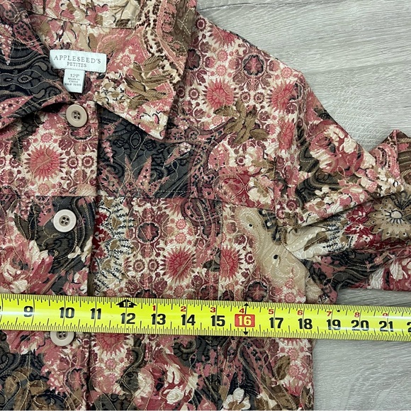 Appleseeds Jacket Floral Paisley Size 12P Button Front Fall Autumn - Picture 6 of 9